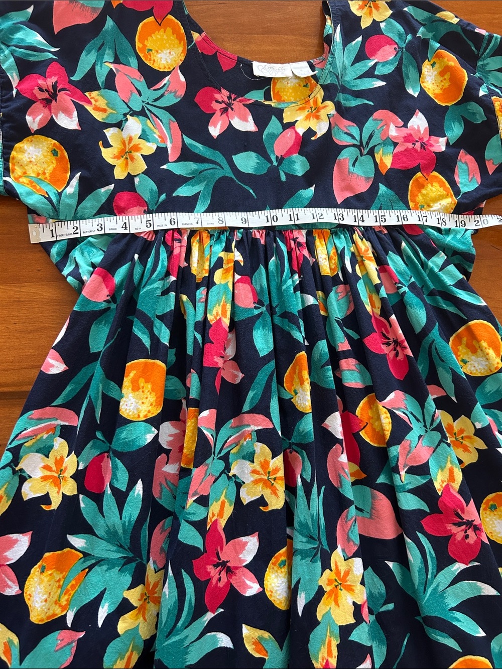 Tropical Fruit Print Tiered Midi Dress ULTIMATE SUMMER Size M - Picture 10 of 15